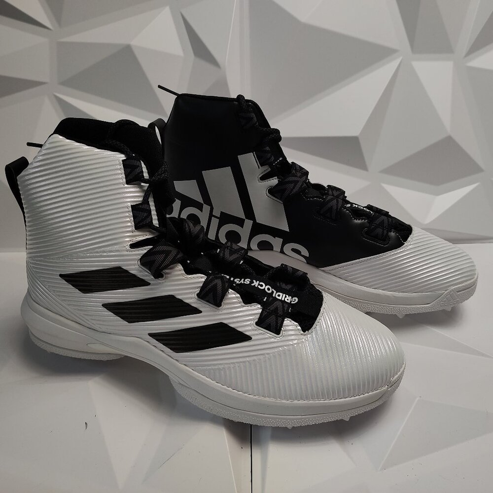 Adidas Mens Football Cleat 17 White Black Shoe Gridlock Linemen High Sport - Picture 3 of 12
